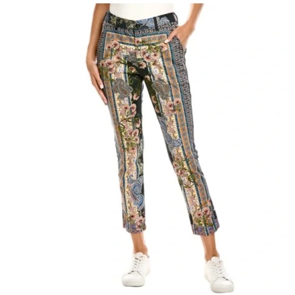 Johnny Was Biya Printed Multicolor Viva Croppes Twill Jeans Pants - Picture 1 of 12